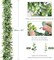 Artificial Eucalyptus Garland with White Flowers, Faux Plant Hanging Eucalyptus Leaves Artificial Vines Greenery Garland for Wedding Backdrop Arch Wall Table Runner Decor (2PCS)
